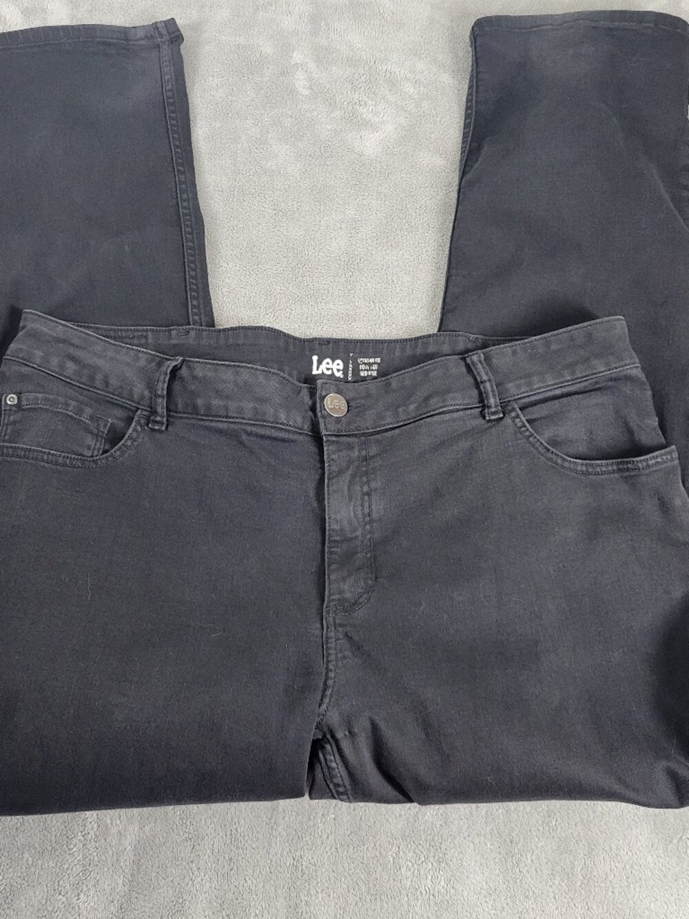Lee Womens Jeans 22W Plus Black Denim Elastic Waist Bootcut Stretch BOO6E